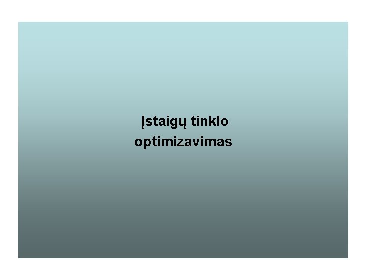 Įstaigų tinklo optimizavimas 