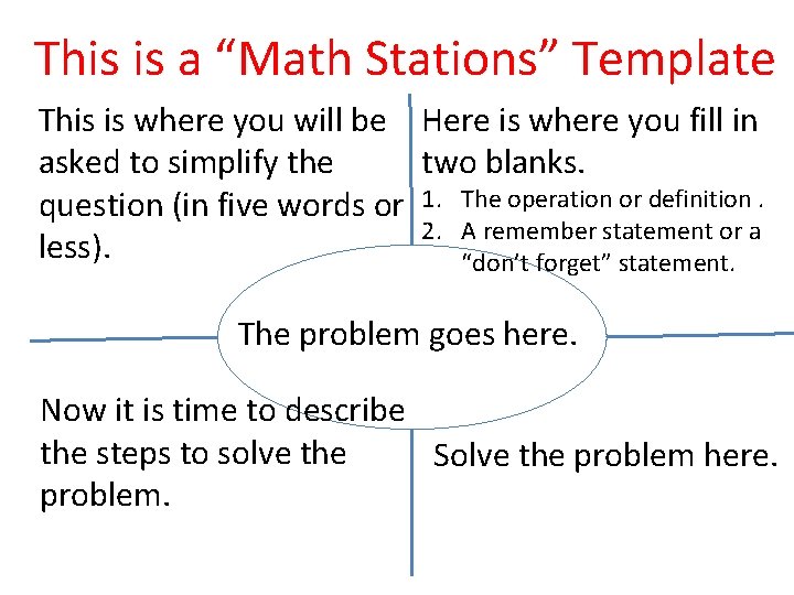 This is a “Math Stations” Template This is where you will be Here is