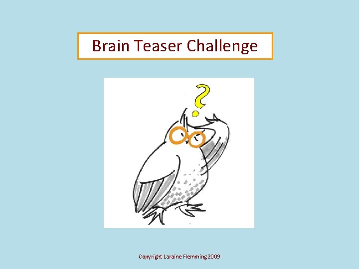 Brain Teaser Challenge Copyright Laraine Flemming 2009 