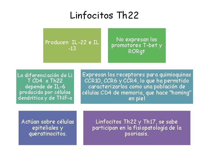 Linfocitos Th 22 Producen IL-22 e IL -13 La diferenciación de Li T CD