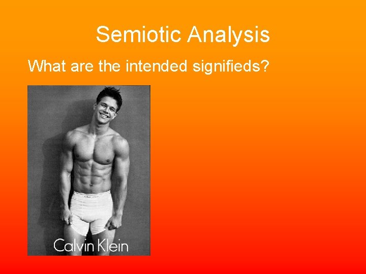 Semiotic Analysis What are the intended signifieds? 