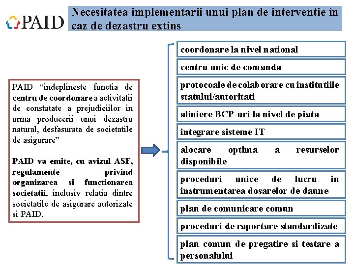 Necesitatea implementarii unui plan de interventie in caz de dezastru extins coordonare la nivel