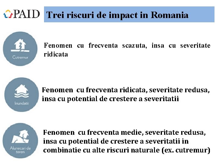 Trei riscuri de impact in Romania Fenomen cu frecventa scazuta, insa cu severitate ridicata