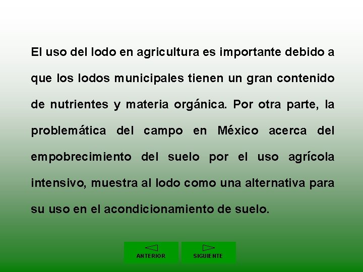 El uso del lodo en agricultura es importante debido a que los lodos municipales