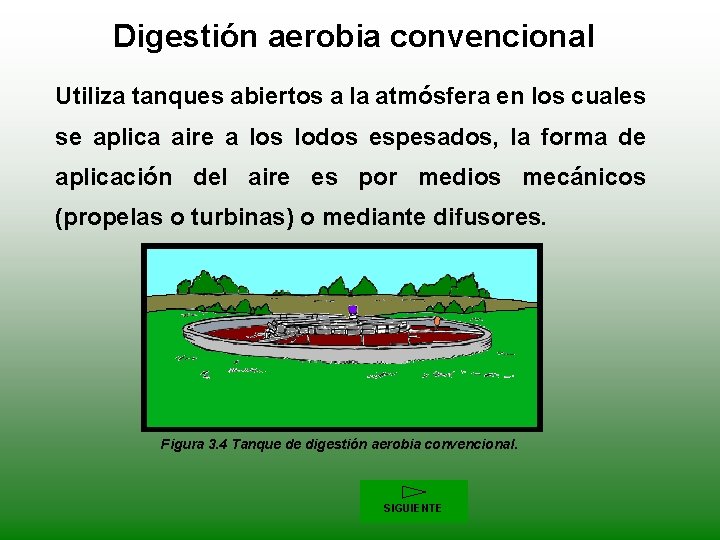 Digestión aerobia convencional Utiliza tanques abiertos a la atmósfera en los cuales se aplica