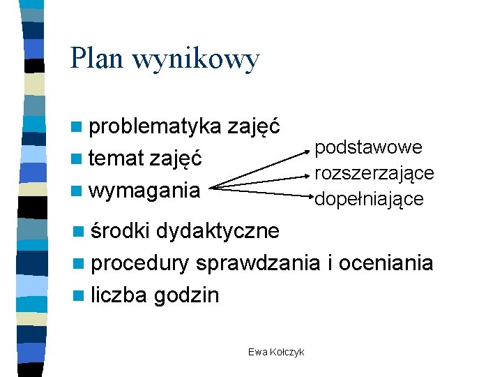 Plan wynikowy n problematyka zajęć n temat zajęć n wymagania n środki podstawowe rozszerzające Plan wynikowy n problematyka zajęć n temat zajęć n wymagania n środki podstawowe rozszerzające