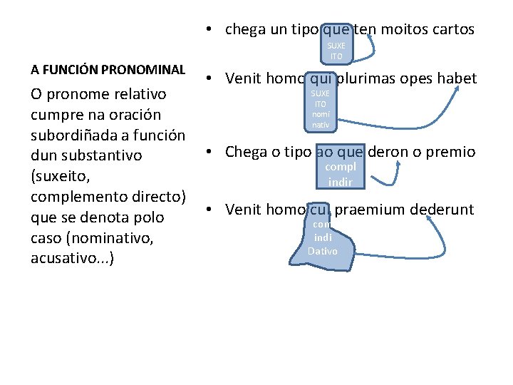  • chega un tipo que ten moitos cartos A FUNCIÓN PRONOMINAL O pronome