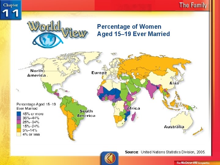 Percentage of Women Aged 15– 19 Ever Married Source: United Nations Statistics Division, 2005.