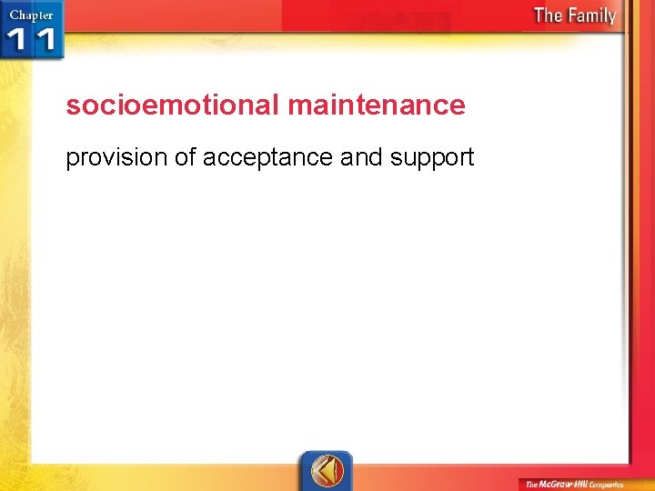 socioemotional maintenance provision of acceptance and support 