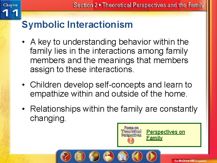 Symbolic Interactionism • A key to understanding behavior within the family lies in the