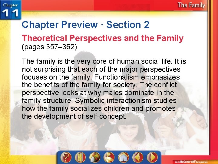 Chapter Preview · Section 2 Theoretical Perspectives and the Family (pages 357– 362) The