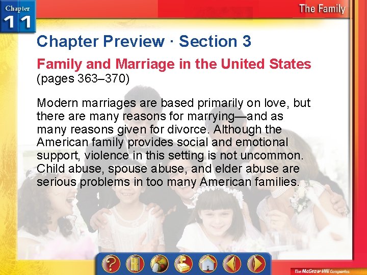 Chapter Preview · Section 3 Family and Marriage in the United States (pages 363–