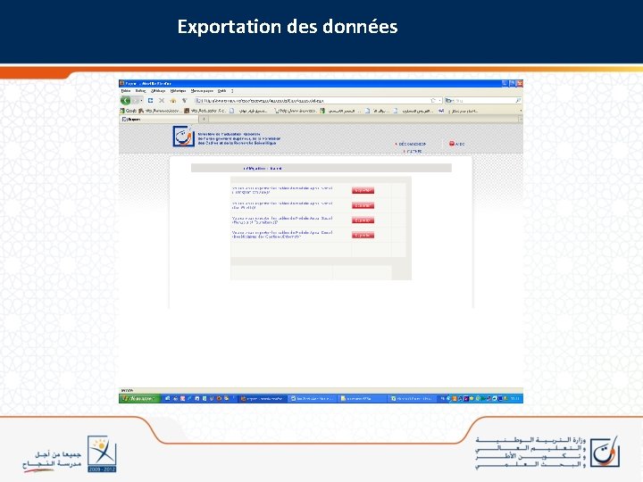 Exportation des données 