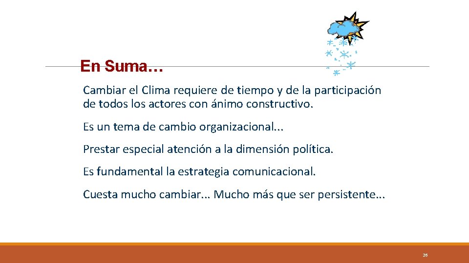 En Suma… Cambiar el Clima requiere de tiempo y de la participación de todos