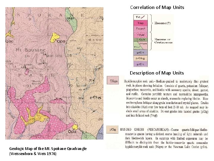 Correlation of Map Units Description of Map Units Geologic Map of the Mt. Spokane