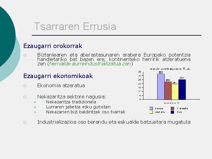 Tsarraren Errusia Ezaugarri orokorrak Biztanlearen eta aberastasunaren arabera Europako potentzia handietariko bat bazen ere,