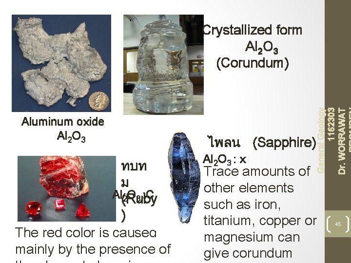 Aluminum oxide Al 2 O 3 ทบท ม Al(Ruby 2 O 3 : Cr