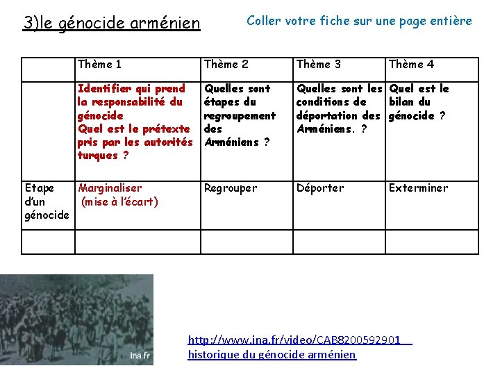 3)le génocide arménien Coller votre fiche sur une page entière Thème 1 Thème 2