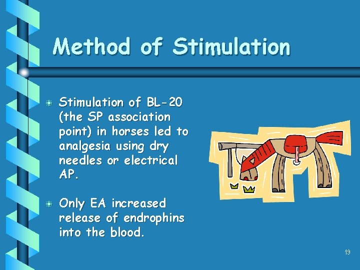 Method of Stimulation b b Stimulation of BL-20 (the SP association point) in horses