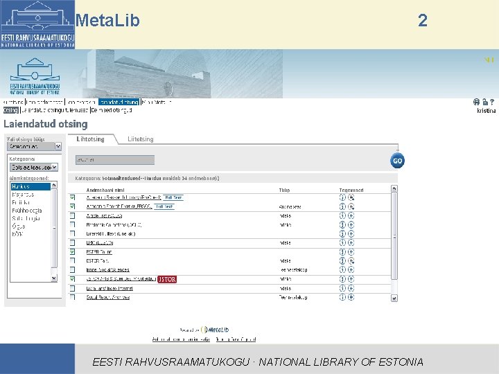 Meta. Lib 2 EESTI RAHVUSRAAMATUKOGU · NATIONAL LIBRARY OF ESTONIA 