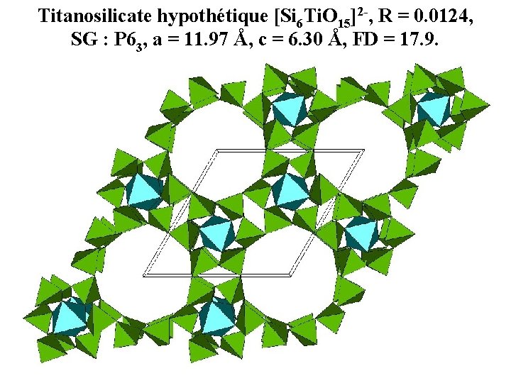 Titanosilicate hypothétique [Si 6 Ti. O 15]2 -, R = 0. 0124, SG :