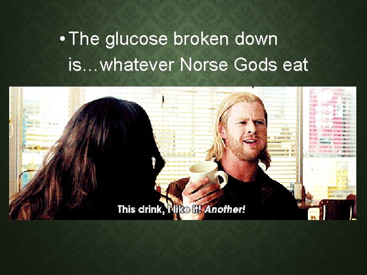 • The glucose broken down is…whatever Norse Gods eat • The glucose broken down is…whatever Norse Gods eat