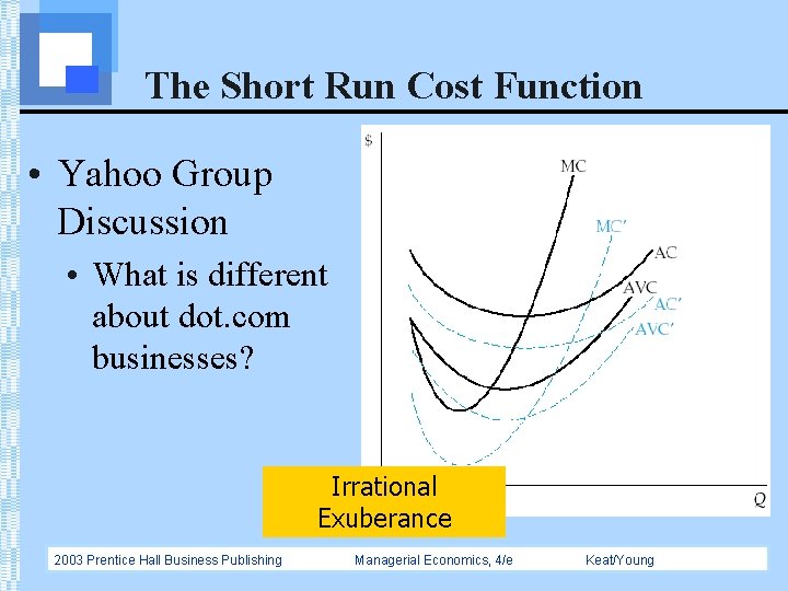 The Short Run Cost Function • Yahoo Group Discussion • What is different about