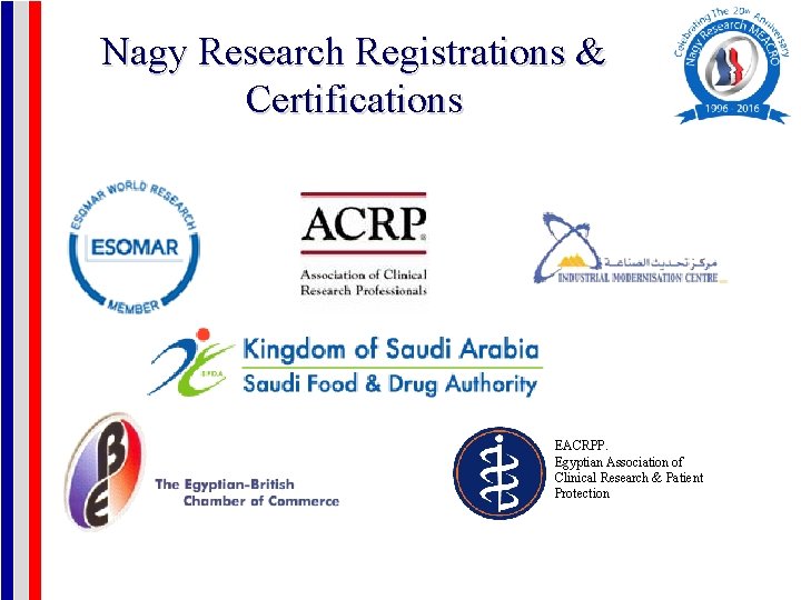Nagy Research Registrations & Certifications EACRPP. Egyptian Association of Clinical Research & Patient Protection