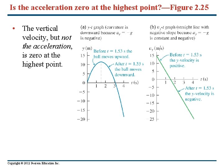 Is the acceleration zero at the highest point? —Figure 2. 25 • The vertical Is the acceleration zero at the highest point? —Figure 2. 25 • The vertical