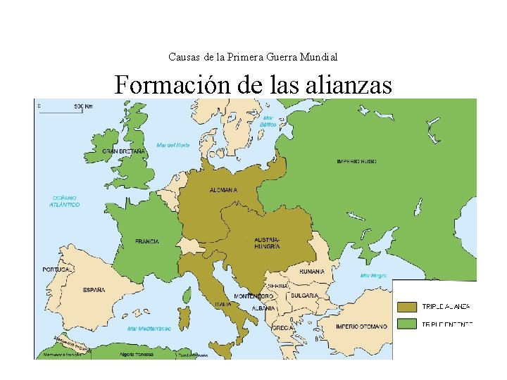 Causas de la Primera Guerra Mundial Formación de las alianzas. 