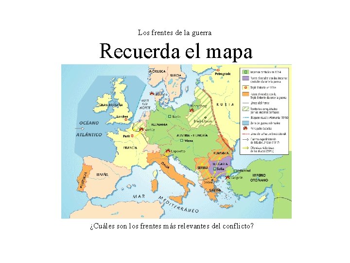 Los frentes de la guerra Recuerda el mapa ¿Cuáles son los frentes más relevantes