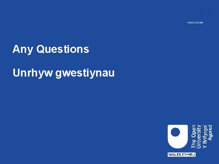 Any Questions Unrhyw gwestiynau Any Questions Unrhyw gwestiynau