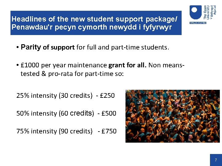 Headlines of the new student support package/ Penawdau'r pecyn cymorth newydd i fyfyrwyr •