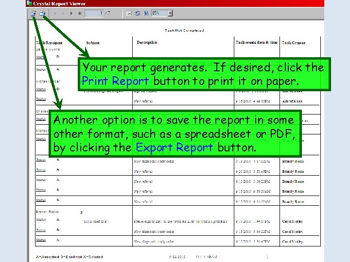 Your report generates. If desired, click the Print Report button to print it on