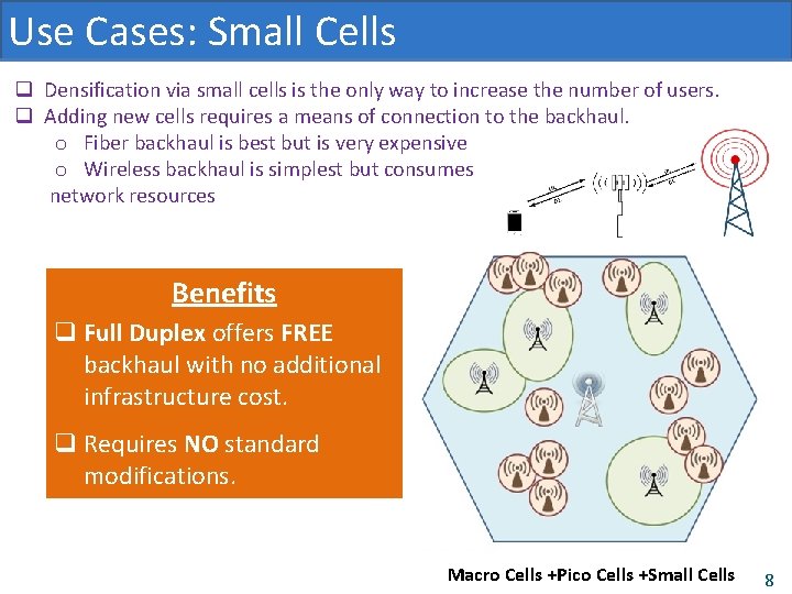 Use Cases: Small Cells q Densification via small cells is the only way to
