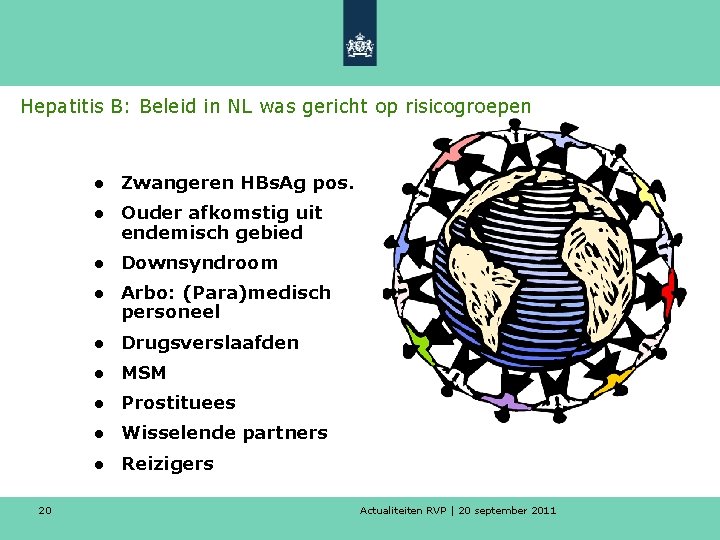 Hepatitis B: Beleid in NL was gericht op risicogroepen ● Zwangeren HBs. Ag pos.