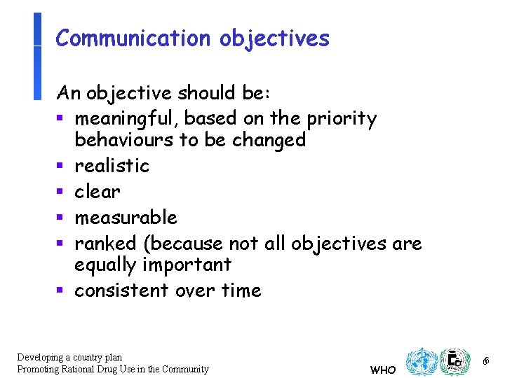 Communication objectives An objective should be: § meaningful, based on the priority behaviours to Communication objectives An objective should be: § meaningful, based on the priority behaviours to