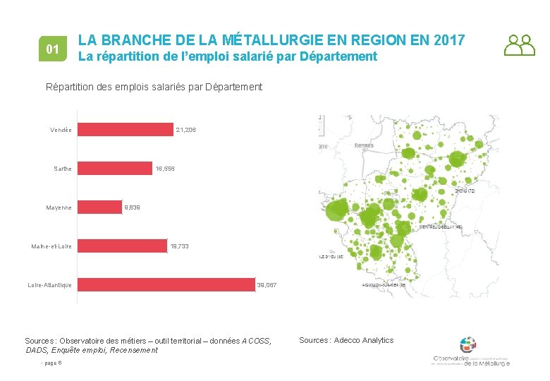 01 LA BRANCHE DE LA MÉTALLURGIE EN REGION EN 2017 La répartition de l’emploi