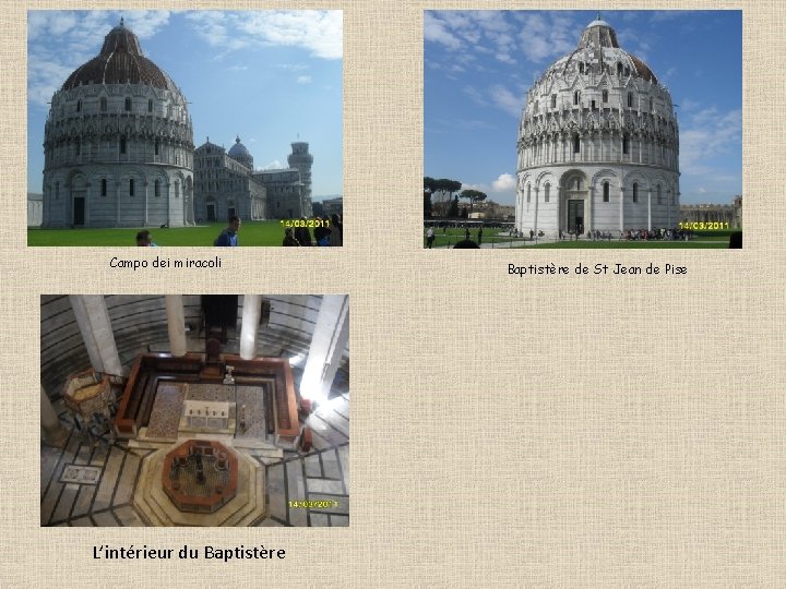 Campo dei miracoli L’intérieur du Baptistère de St Jean de Pise 