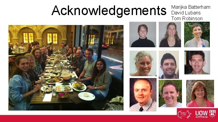 Acknowledgements Marijka Batterham David Lubans Tom Robinson 