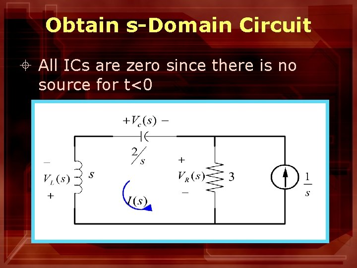 Obtain s-Domain Circuit ± All ICs are zero since there is no source for