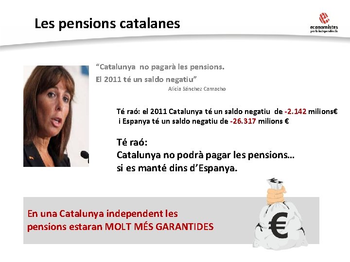 Les pensions catalanes “Catalunya no pagarà les pensions. El 2011 té un saldo negatiu”