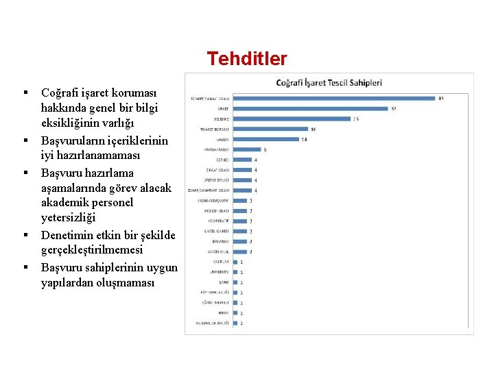 Tehditler § § § Coğrafi işaret koruması hakkında genel bir bilgi eksikliğinin varlığı Başvuruların