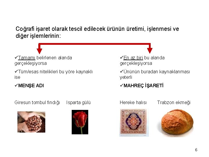 Coğrafi işaret olarak tescil edilecek ürünün üretimi, işlenmesi ve diğer işlemlerinin: üTamamı belirlenen alanda