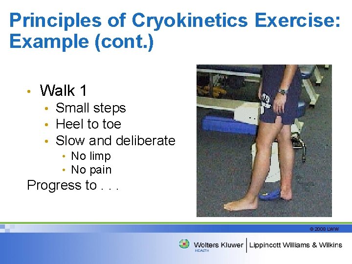 Principles of Cryokinetics Exercise: Example (cont. ) • Walk 1 • • • Small