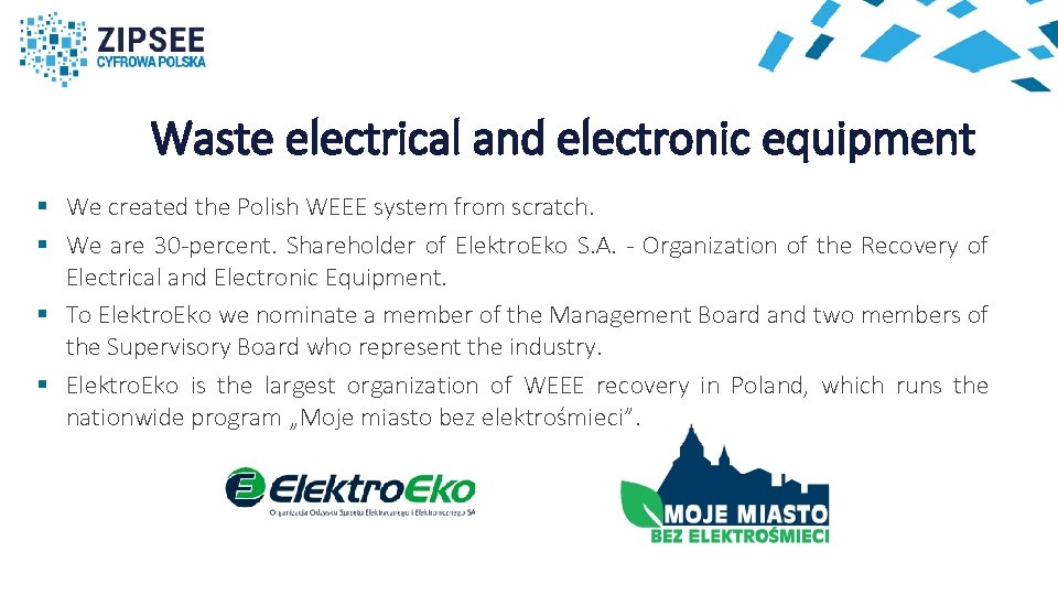Waste electrical and electronic equipment § We created the Polish WEEE system from scratch.