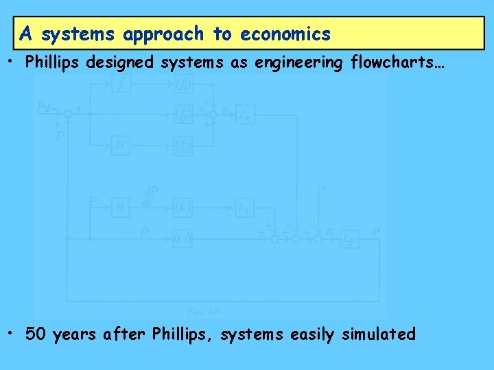 A systems approach to economics • Phillips designed systems as engineering flowcharts… • 50