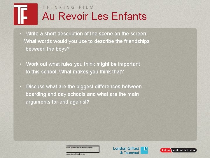 Au Revoir Les Enfants • Write a short description of the scene on the