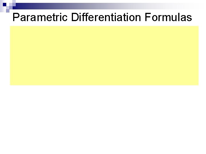 Parametric Differentiation Formulas 