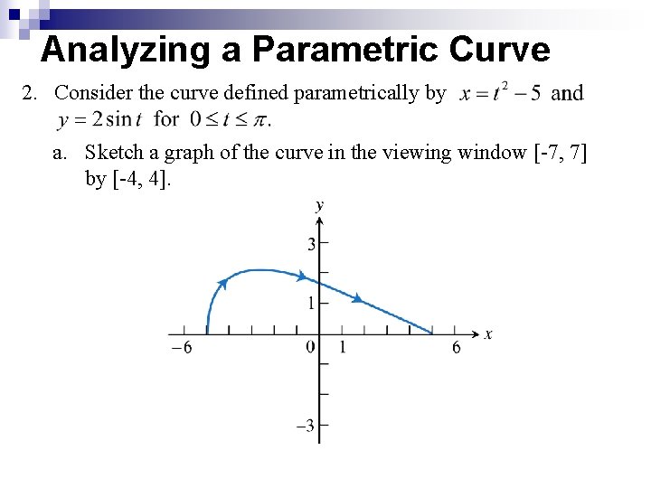 Analyzing a Parametric Curve 2. Consider the curve defined parametrically by a. Sketch a